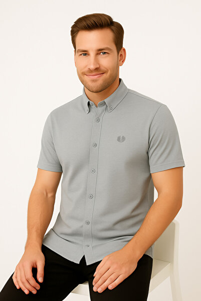 ModaPlaza Ανδρικό κοντομάνικο πουκάμισο Interlock 1017