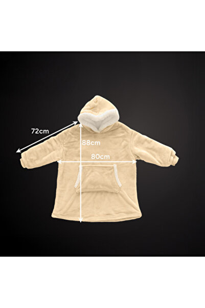 zola 2-in-1 blanket sweatshirt with hood and pocket, universal, fluffy interior, 88 x 80 cm, polyester, beige