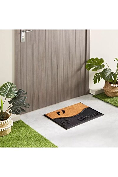 Generic Rubber and Coconut Footprint Doormat - 45 x 60 cm