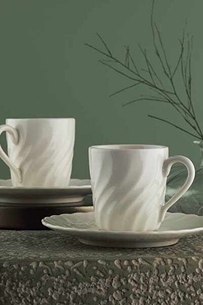 Kütahya Porselen Lilyum 12 Parça 6 Kişilik Kahve Fincan Takımı