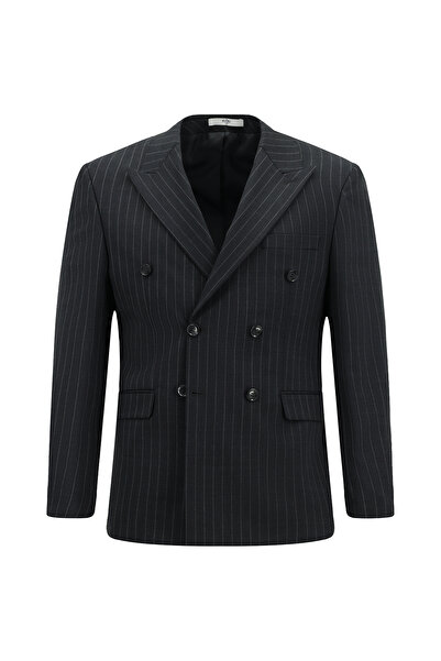 Kiğılı Slim Fit Striped Wool Double Breasted Closure Suit