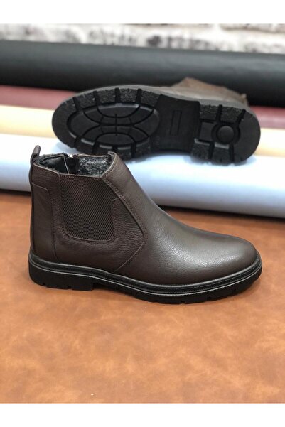 Derilax Genuine Leather Orthopedic Large Size 45-46-47 Fur Lined Winter Men's Boots