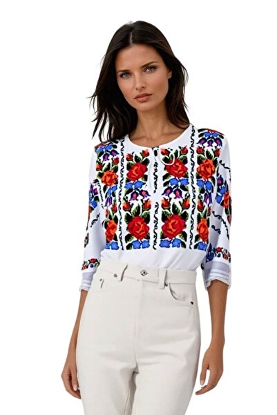 rody's forever Γυναικεία μπλούζα τύπου B23, λευκή/πορτοκαλί, μέγεθος 3XL