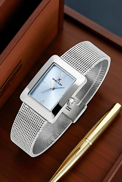 Daniel Klein Women's Wristwatch, Steel Band&Case+Bracelet Gift Silver-Blue Zmdk1201