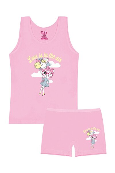 Öts Girl's Tank Top Boxer Lycra Pink Printed (96% Cotton - 4% Elastane)