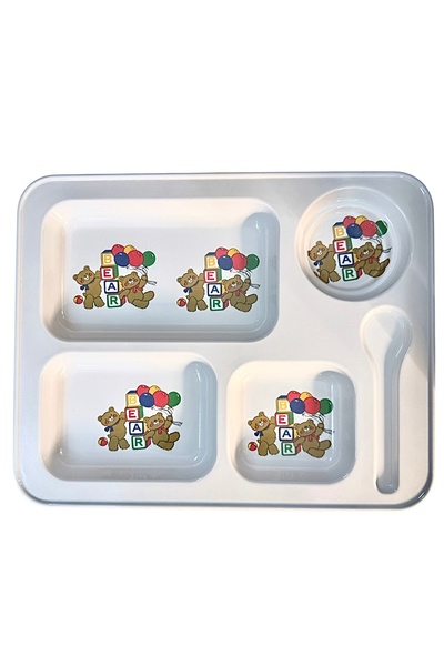 TRENDBULL Children's Food Plate Table Dish 5-Compartment Melamine