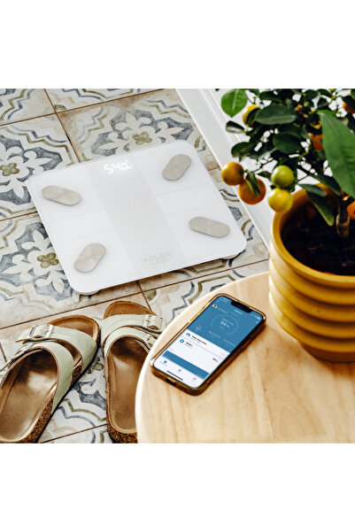 adler Scale AD 8186, SMART Tuya, Up to 180 kg, LED display, 3 x AAA, White