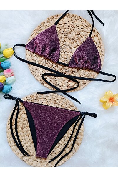 bright moon Women's Glitter Bikini Set (Without Pad)