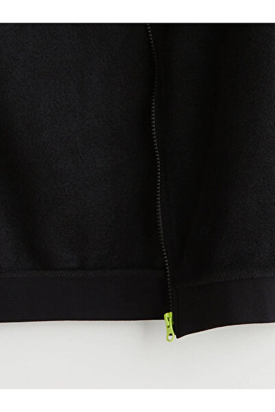 LC Waikiki LCW DREAMS Μαύρο ψηλός λαιμός Fleece Αγορικό Γιλέκο