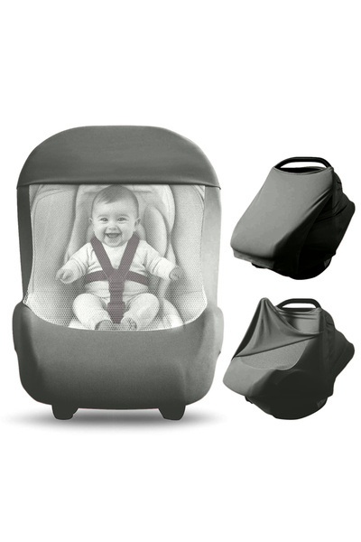 SB SizinBazar Dark Gray Stretchy Baby Stroller Cover - 100% Cotton