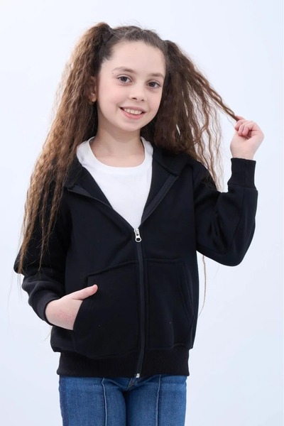 Tight Lady 100% Organic Cotton Girls' Sweatshirt Cardigan with 3-Layer Fleece, Hood, Zipper, and Kangaroo Pocket