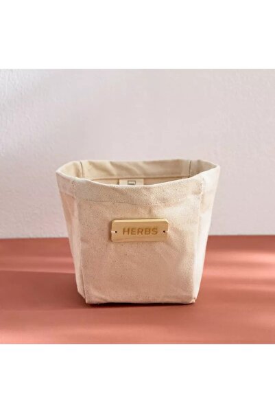 Generic Bella Fabric Planter with Wooden Label - 14 x 14 x 15 cm