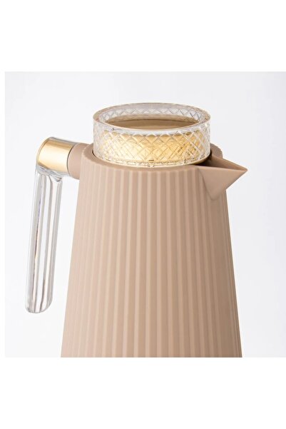ORIAN Dark beige tea and coffee thermos with golden acrylic handle, 1 liter