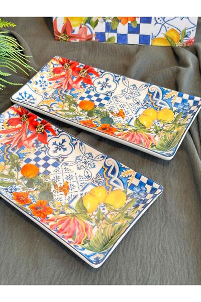 ROSSEV Italy Garden Rectangular Presentation Plate Set of 2 Small