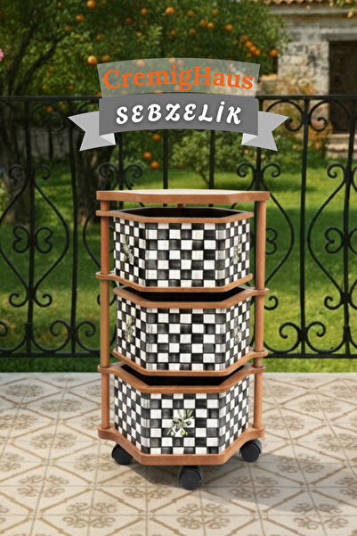 CremigHaus Ahşap Sebzelik Geleneksel Tasarım Altıgen 3 x 5 lt Kapasiteli Dama...