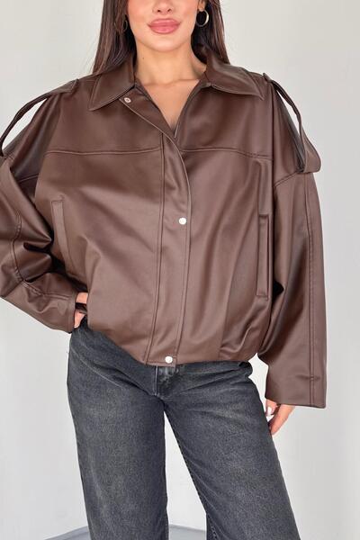 Jaglion Zr Model Women's Bomber Striped Leather Jacket