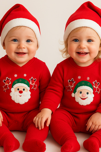 Melekpare New Year Santa Claus Costume New Year's Children's Outfit with Socks Gift, New Year's Baby Costume, New Year's