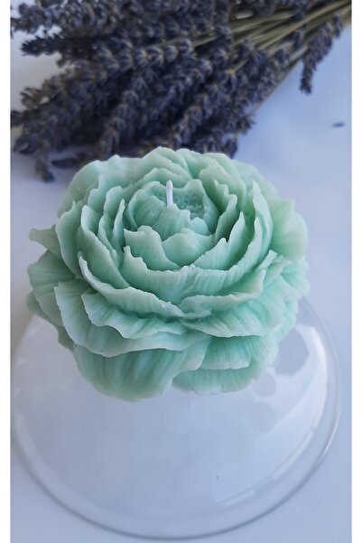 ArtINA esmaraldchic Turquoise Peony scented candle, handmade from soy wax