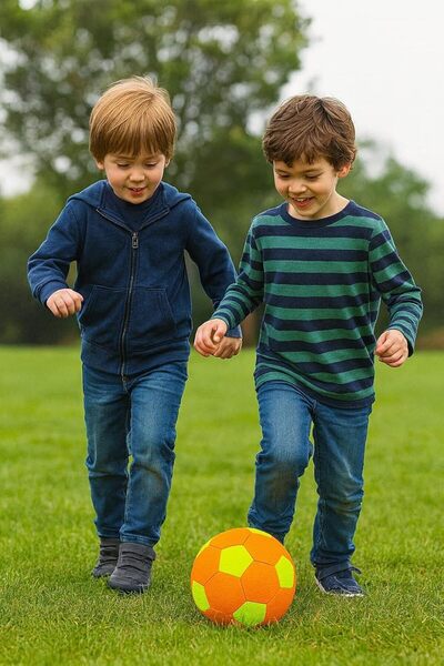 Generic High-Visibility Soccer Ball (football), Orange and Neon Yellow, Training Size
