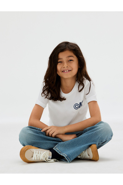 Calvin Klein Boys Bright White Seasonal Logo Short Sleeve T-Shirt