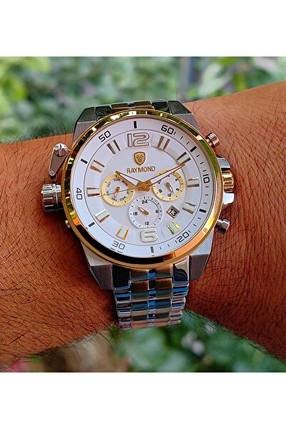 Raymond Gold White Steel Men's Wristwatch