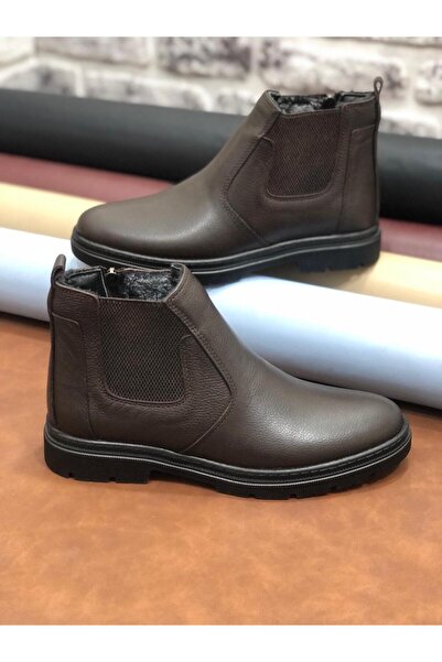 Derilax Genuine Leather Orthopedic Large Size 45-46-47 Fur Lined Winter Men's Boots