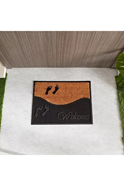 Generic Rubber and Coconut Footprint Doormat - 45 x 60 cm