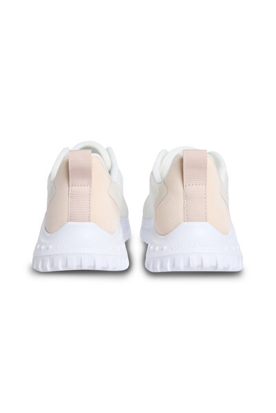 Calvin Klein Women Bright White/Pink/Turtledove Eva Runner Lace-Up Mix Low Top Sneakers