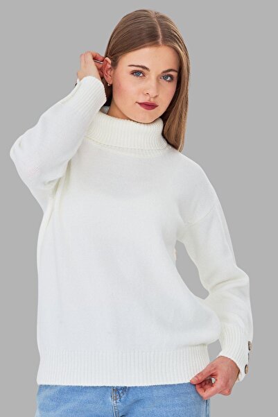 Irmak Kerekli Women's Turtleneck Sleeve Buttoned Sweater 11157