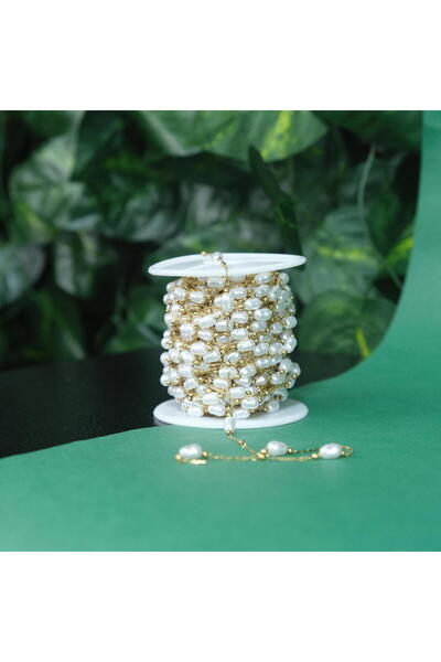 Prestij Boncuk Lanț de metal de culoare aurie Lanț cu aspect de perle natural...