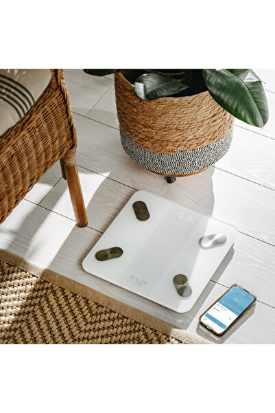 adler Scale AD 8186, SMART Tuya, Up to 180 kg, LED display, 3 x AAA, White