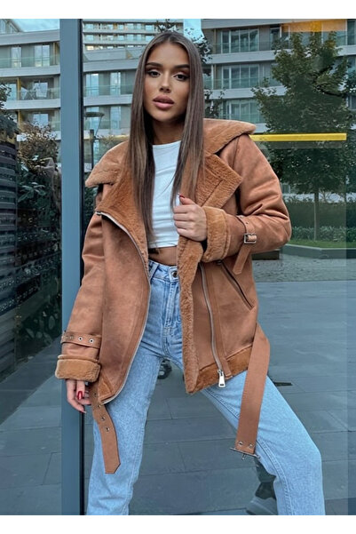 My Blog Jachetă Camel cu blană artificială în interior