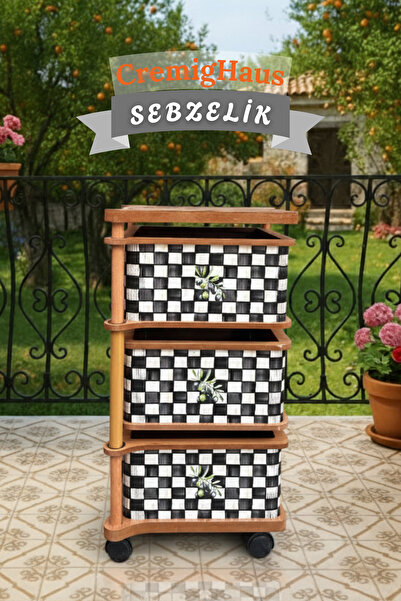 CremigHaus Ahşap Sebzelik Geleneksel Tasarım Kare 3 x 5 lt Kapasiteli Dama De...