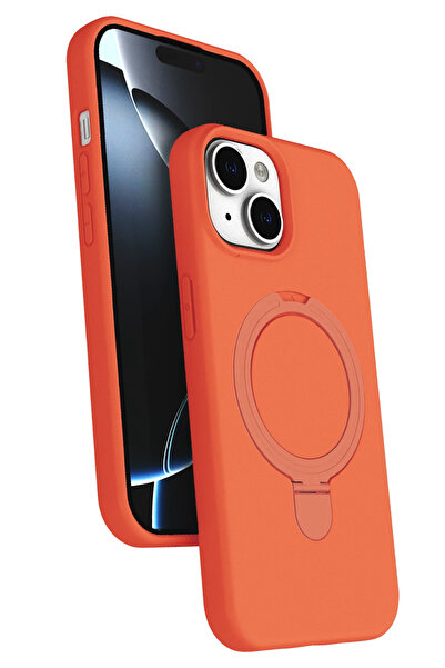 Nezih Case Apple iPhone 14 Plus / 15 Plus Uyumlu İçi Kadife Stand Olabilen Ha...