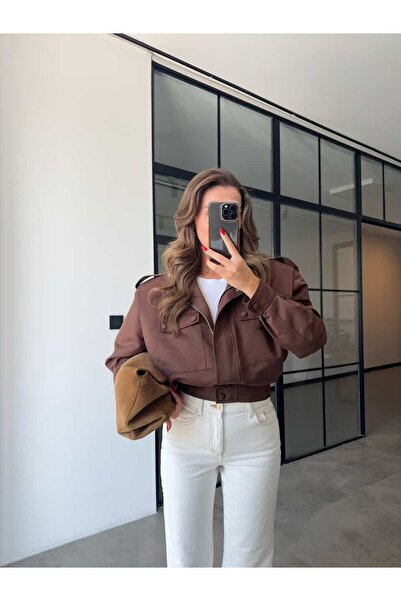BB Bensu Buyruk Vatkali Brown Bomber Jacket