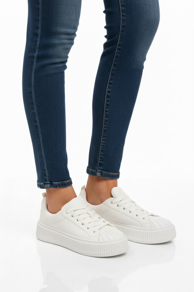 AYAKMOD White Lace-Up Unisex Sneakers Grov 410 g