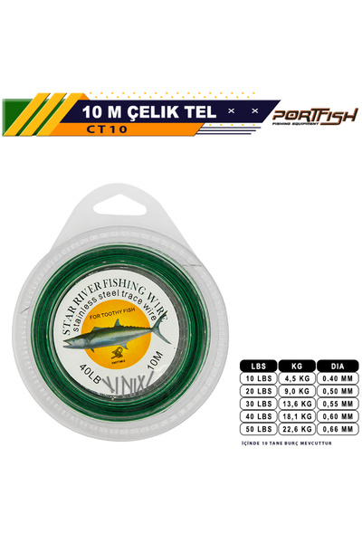 Port Fish Portfish Çelik Telli 10 metre - BURÇLU ÇELİK TEL