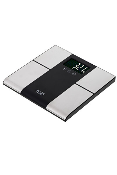 adler Scale AD 8165, Up to 225 kg, Memory for up to 10 users, LCD display, 3 x AAA, Inox/Black