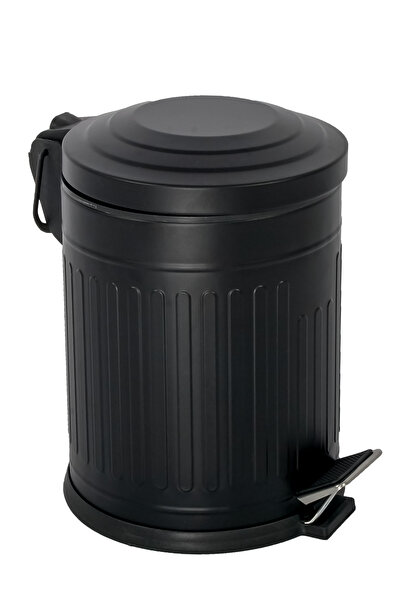 Se Yank Haus 12 Lt Vintage Series Black Trash Can with Shock Absorber Cover for Bathroom, Kitchen, Toilet, Balcony