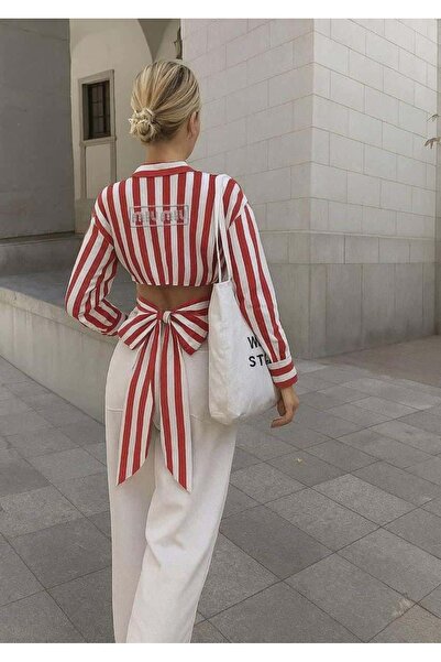 dshee woman TAŞLI BAĞLAMA DETAYLI MARKA GÖMLEK