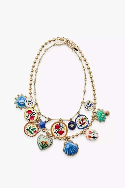 My Joyas Design ZR Model Reçine Charmlı 2'li Kolye Seti (50+55cm)