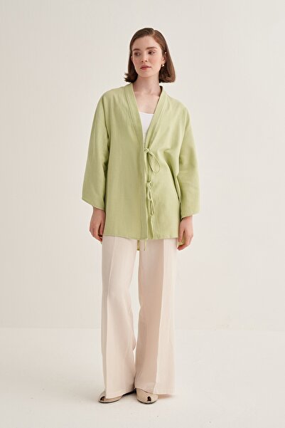 EBU Prive Women's Organic Cotton Oversize Kimono Light Green