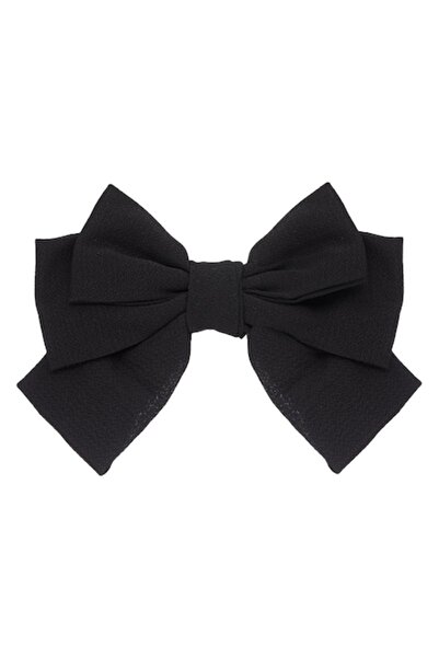 SHOPIENS Agrafă de păr pentru femei cu fundă neagră, 22 cm