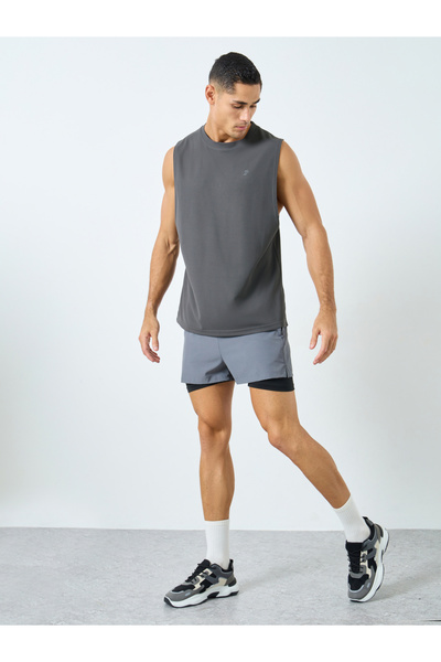 Styli Men Grey Drop Armhole Training Tank