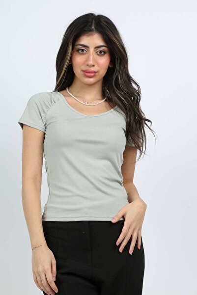 mica بلوزة سادة بأكمام قصيرة