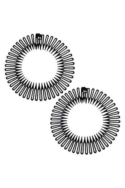 SHOPIENS Set 2 agrafe de păr Shopiens® pentru femei, rotunde, negre, 11 cm