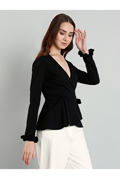 Mish By Styli Women Black Wrap Style Top