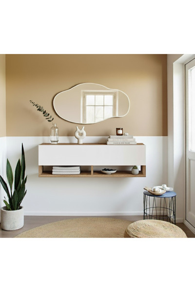 Robin Home Loft Aynalı Duvara Monte Dresuar Antre Hol 100cm Çam- Beyaz