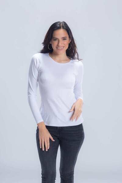 CARINA Solid Cotton Round-Neck Top