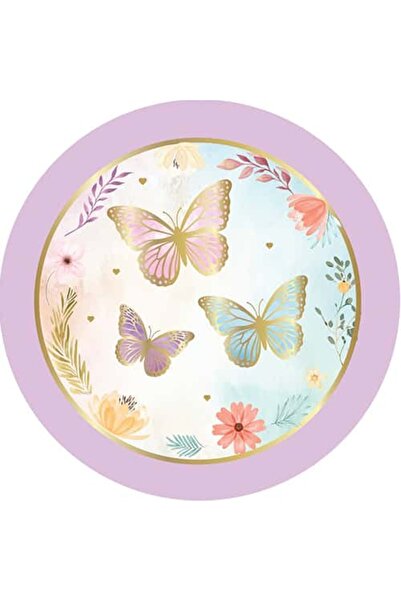 parti show Kelebek Temalı 8'li Karton Tabak